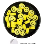 90 Adet 10 Mm Polimer Kil Fimo Boncuk Takı Bileklik 5 Metre Lastikli Misina Hediye - Gülen Yüz Smile