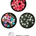 90 Adet 10 Mm Polimer Kil Fimo Boncuk Takı Bileklik 5 Metre Misina Hediye - Ayıcık - Bayrak - Yin Yang