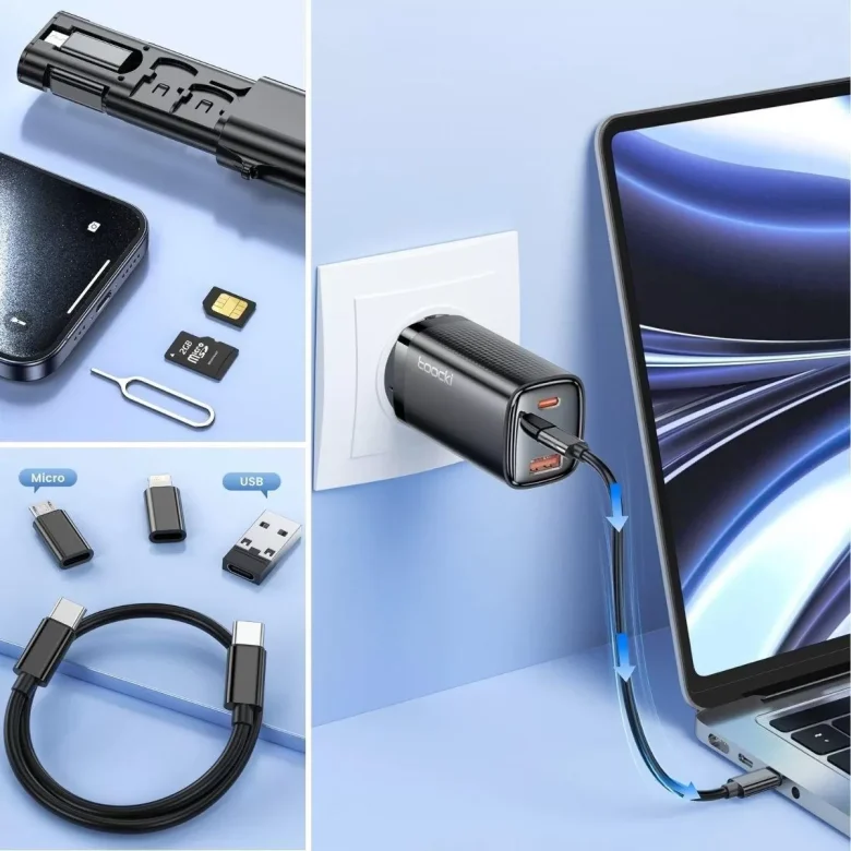 Cep Tipi 60w Bas Aç Type-c,i̇phone Şarj,micro Usb Hızlı Şarj Data Kablo Seti - Görsel 4