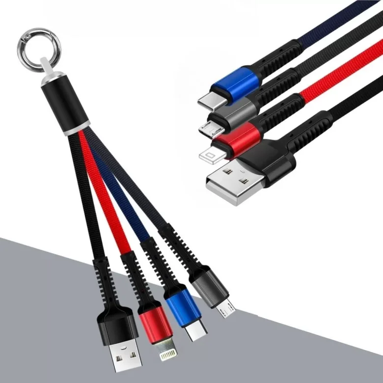 Işıklı Anahtarlık Model 3 In 1 Usb Çıkışlı Mi̇kro,type-c Ve İphone Uyumlu Şarj Kablosu - Görsel 2