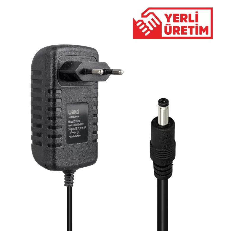 19.75 Volt - 1 Amper 4.01.35 Uçlu Yerli̇ Üreti̇m Plasti̇k Kasa Pri̇z Ti̇pi̇ Adaptör